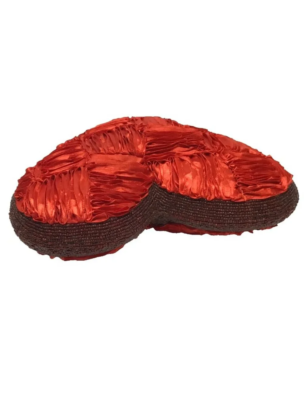 Red Beaded Heart Shaped Decorative Throw Pillow